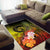 Polynesian Hawaii Custom Personalised Area Rug - Humpback Whale with Tropical Flowers (Yellow) - Polynesian Pride