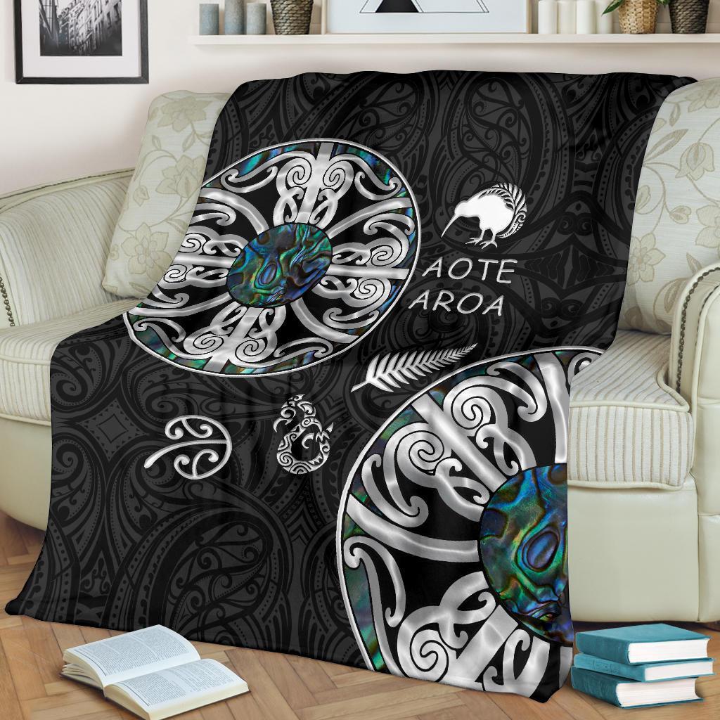 New Zealand Aotearoa Premium Blanket, Maori Mangopare Paua Shell - Polynesian Pride