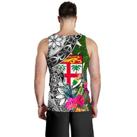 Fiji Custom Personalised Men's Tank Top White - Turtle Plumeria Banana Leaf - Polynesian Pride