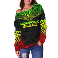 Norfolk Island Polynesian Chief Women's Off Shoulder Sweater - Reggae Version - Polynesian Pride