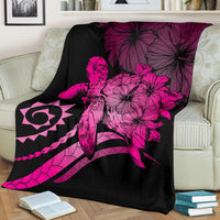 Hawaii Turtle Hibiscus Polynesian Vintage Premium Blanket - Pink - Polynesian Pride