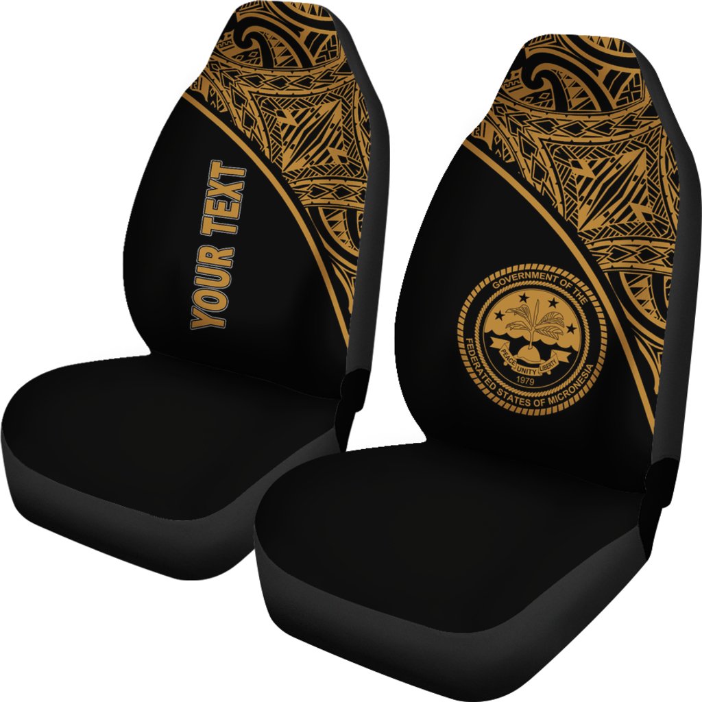 Federated States of Micronesia Car Seat Covers - FSM Seal Polynesian Gold Curve - Polynesian Pride