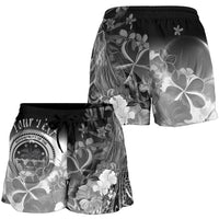 Federated States of Micronesia Custom Personalised Women's Shorts - Humpback Whale with Tropical Flowers (White) - Polynesian Pride