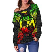 Tonga Polynesian Shoulder Sweater Map Reggae - Polynesian Pride