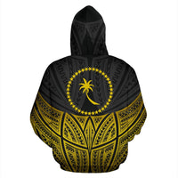 Chuuk Polynesian Zip up Hoodie Gold Pride Map and Seal - Polynesian Pride