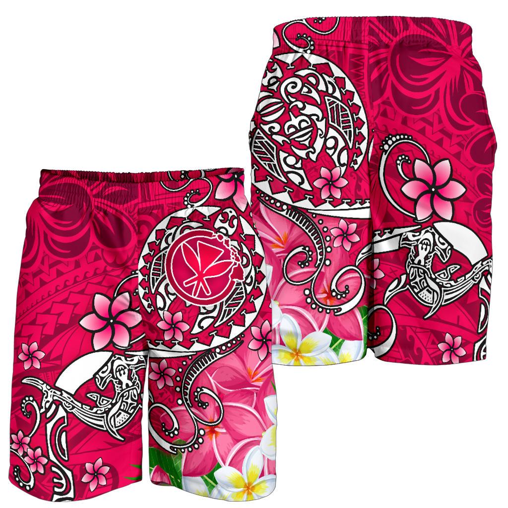 Hawaii Men's Shorts - Turtle Plumeria Polynesian Tattoo Pink Color - Polynesian Pride