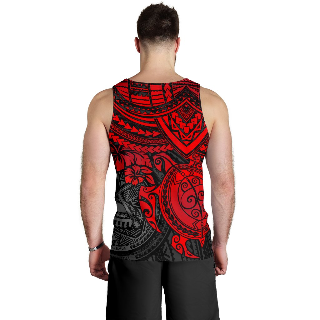 American Samoa Polynesian Men's Tank - Red Turtle - Polynesian Pride