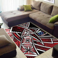 Samoa Area Rug - Tribal Flower Special Pattern Red Color - Polynesian Pride