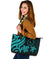 Chuuk Micronesian Large Leather Tote Bag - Turquoise Tentacle Turtle - Polynesian Pride