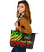 Tahiti Polynesian Large Leather Tote Bag - Reggae Tentacle Turtle - Polynesian Pride