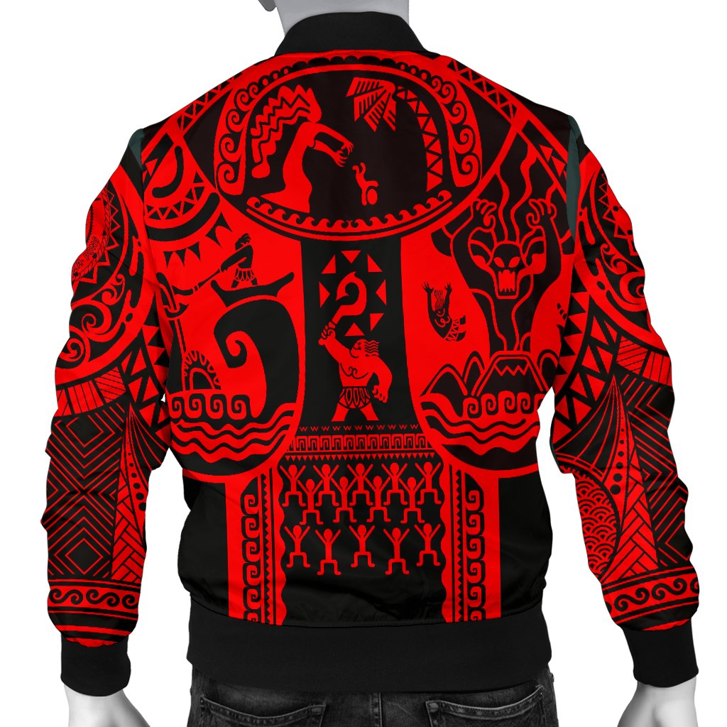 Hawaii Men's Bomber Jackets - Coat Of Arm Hawaii & Maui Tattoo - Polynesian Pride