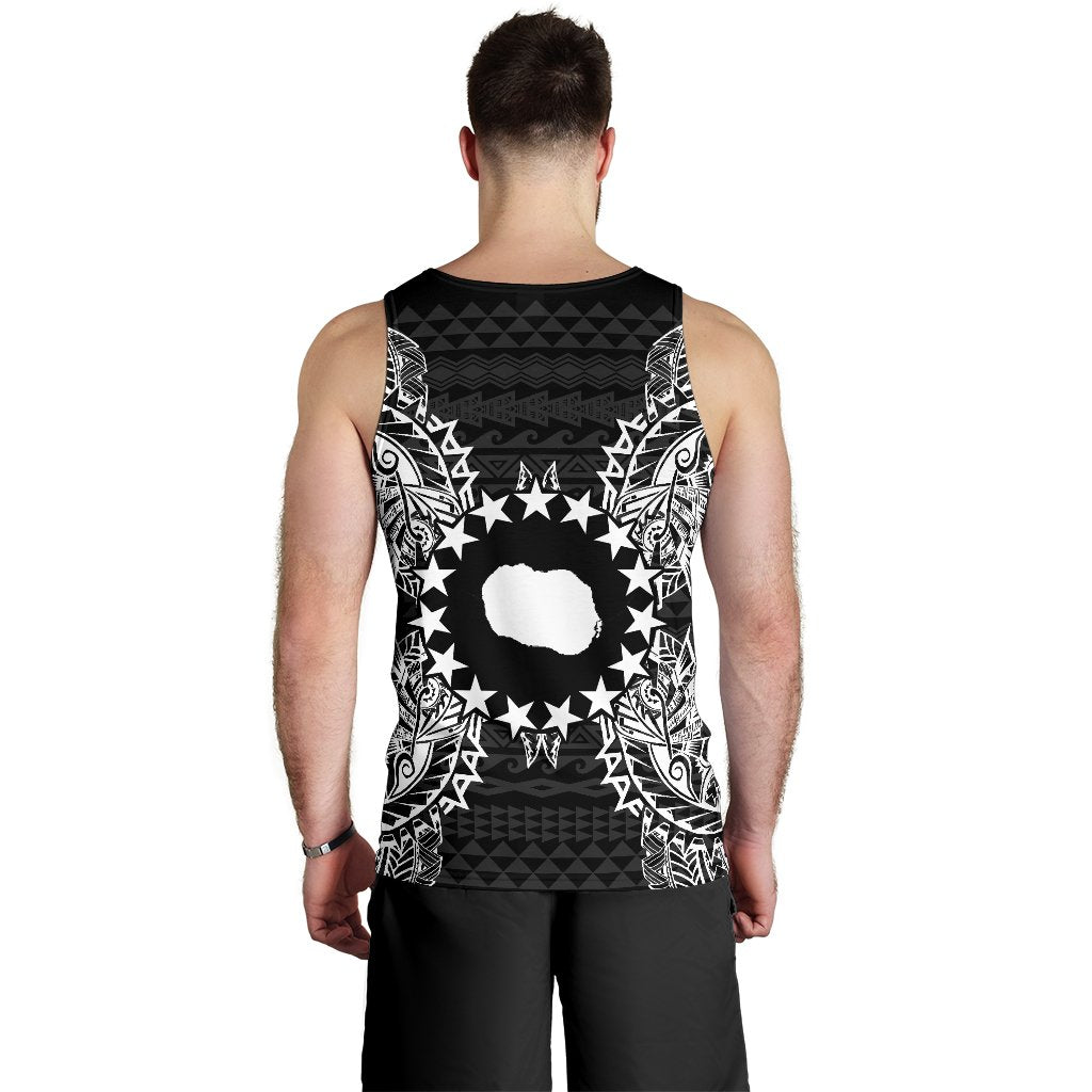 Cook Islands Polynesian Men Tank Top Map Black - Polynesian Pride