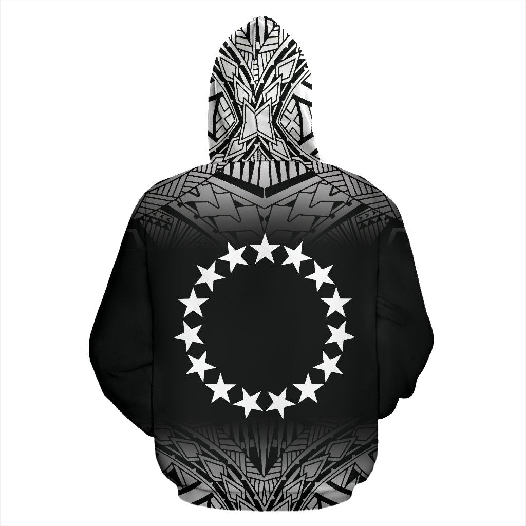 Cook Islands All Over Custom Hoodie Black Fog Style - Polynesian Pride