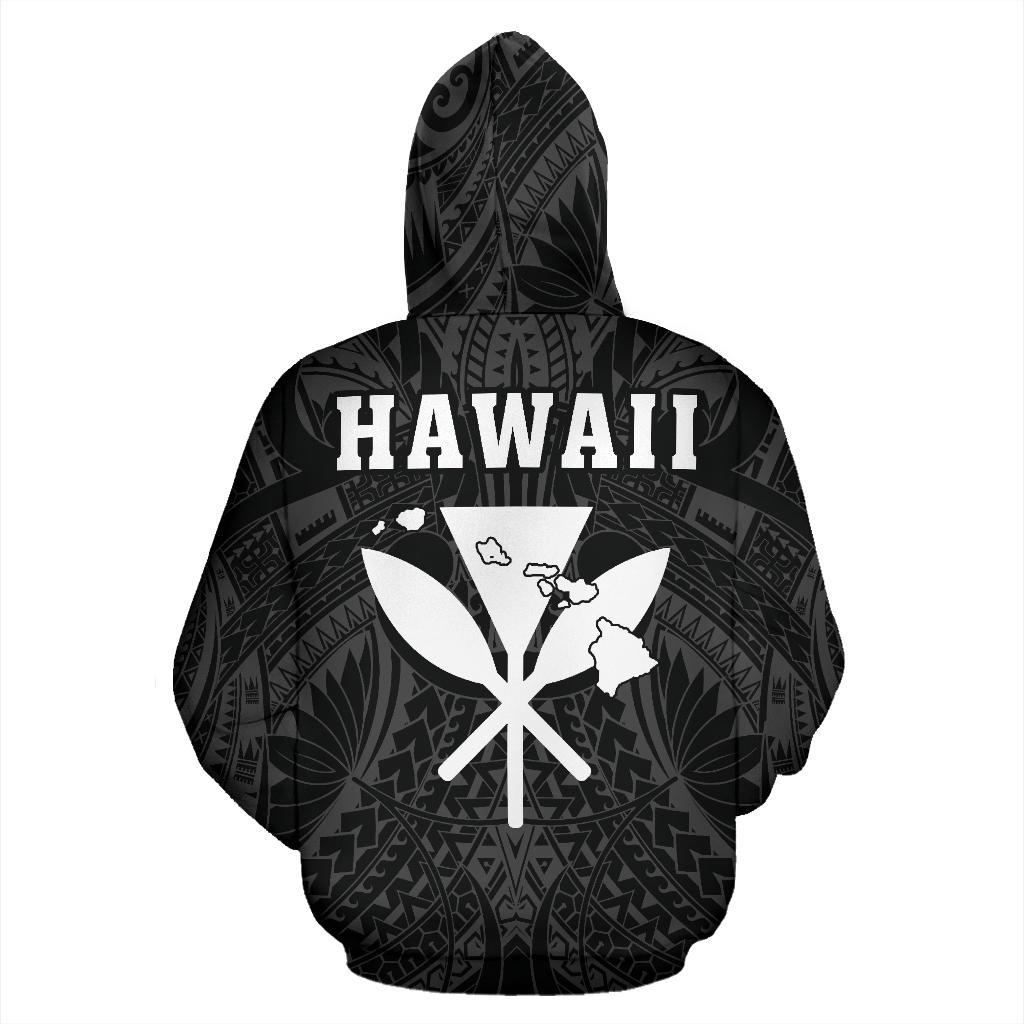 Polynesian Fish Hook Kanaka Map of Hawaii Hoodie White - Polynesian Pride