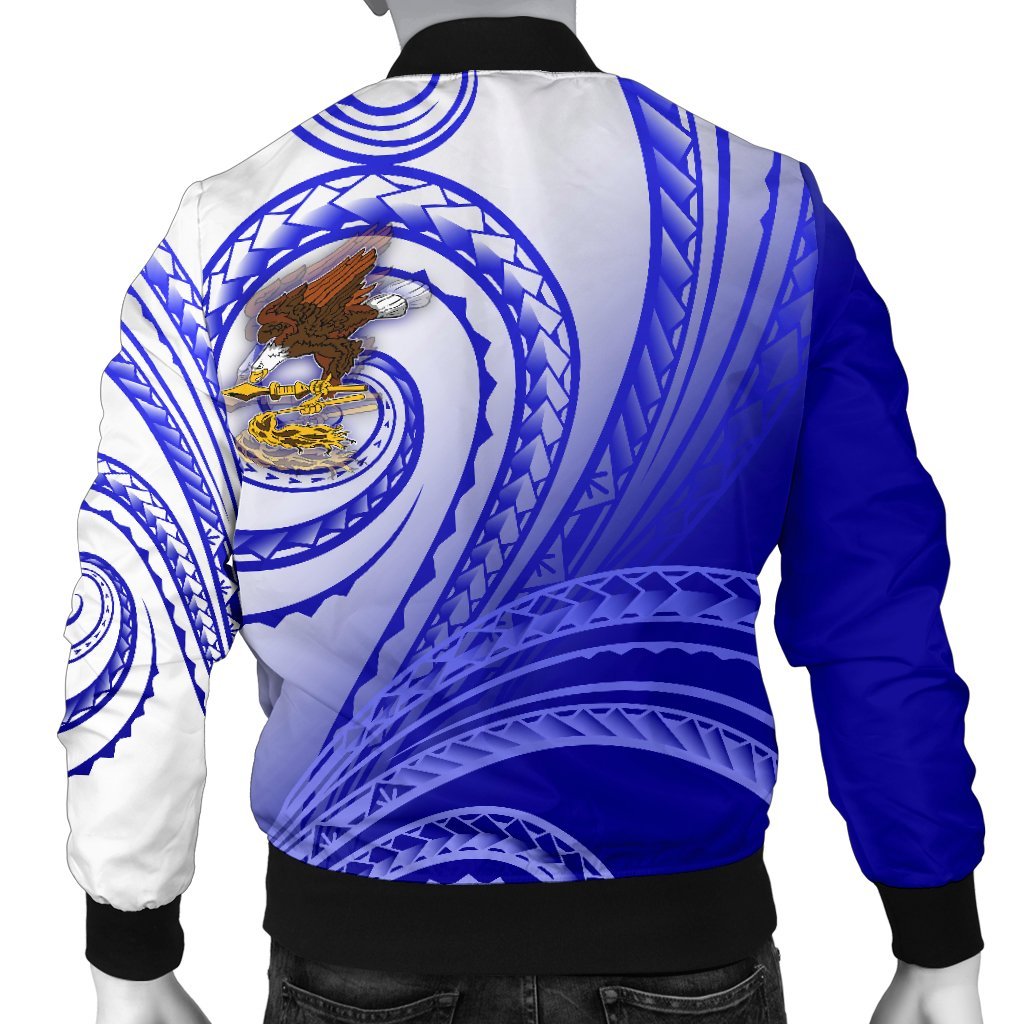 American Samoa Polynesian Custom Personalised Personalized Men's Bomber Jacket - Bald Eagle (Blue) - Polynesian Pride