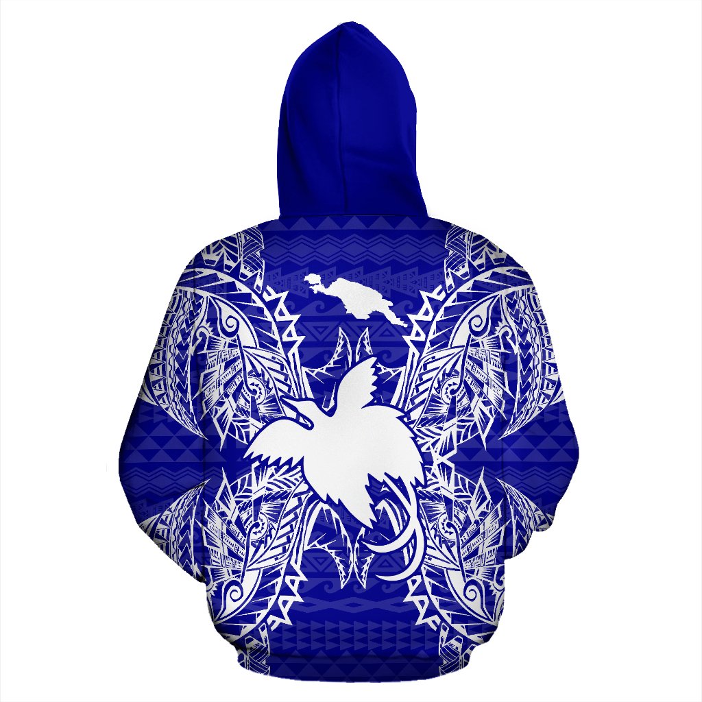 Papua New Guinea Polynesian All Over Zip up Hoodie Map Blue - Polynesian Pride