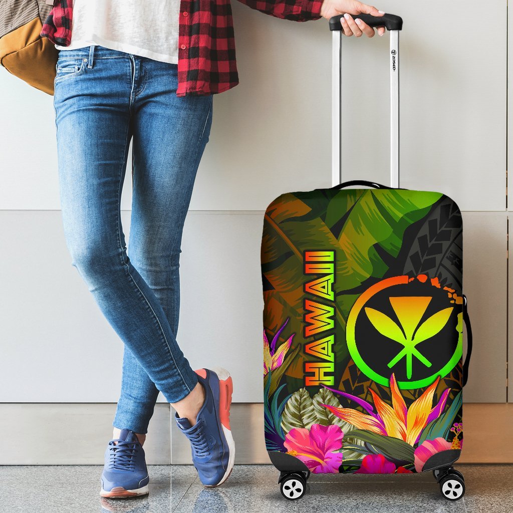 Polynesian Hawaii Kanaka Maoli Polynesian Luggage Covers - Hibiscus and Banana Leaves Reggae - Polynesian Pride