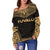 Tuvalu Polynesian Chief Women's Off Shoulder Sweater - Gold Version - Polynesian Pride