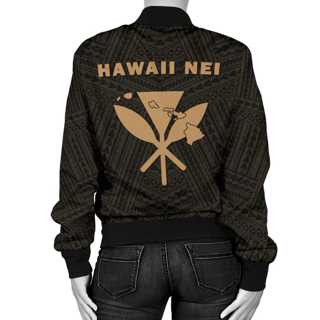 Hawaii Kanaka Polynesian Women's Bomber Jacket Gold - Polynesian Pride