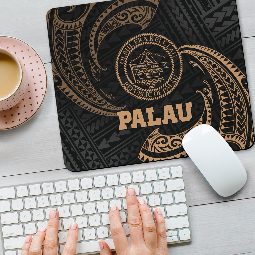 Palau Polynesian Mouse Pad - Gold Tribal Wave - Polynesian Pride