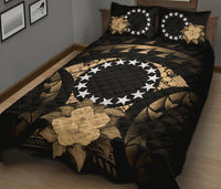 Cook Islands Polynesian Quilt Bed Set Hibiscus Gold - Polynesian Pride