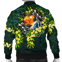 Polynesian Hawaii Men Bomber Jacket - Ti Leaf Lei Turtle - Polynesian Pride