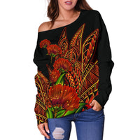 Polynesian Hawaii Women's Off Shoulder Sweater - Ohia Lehua - Polynesian Pride