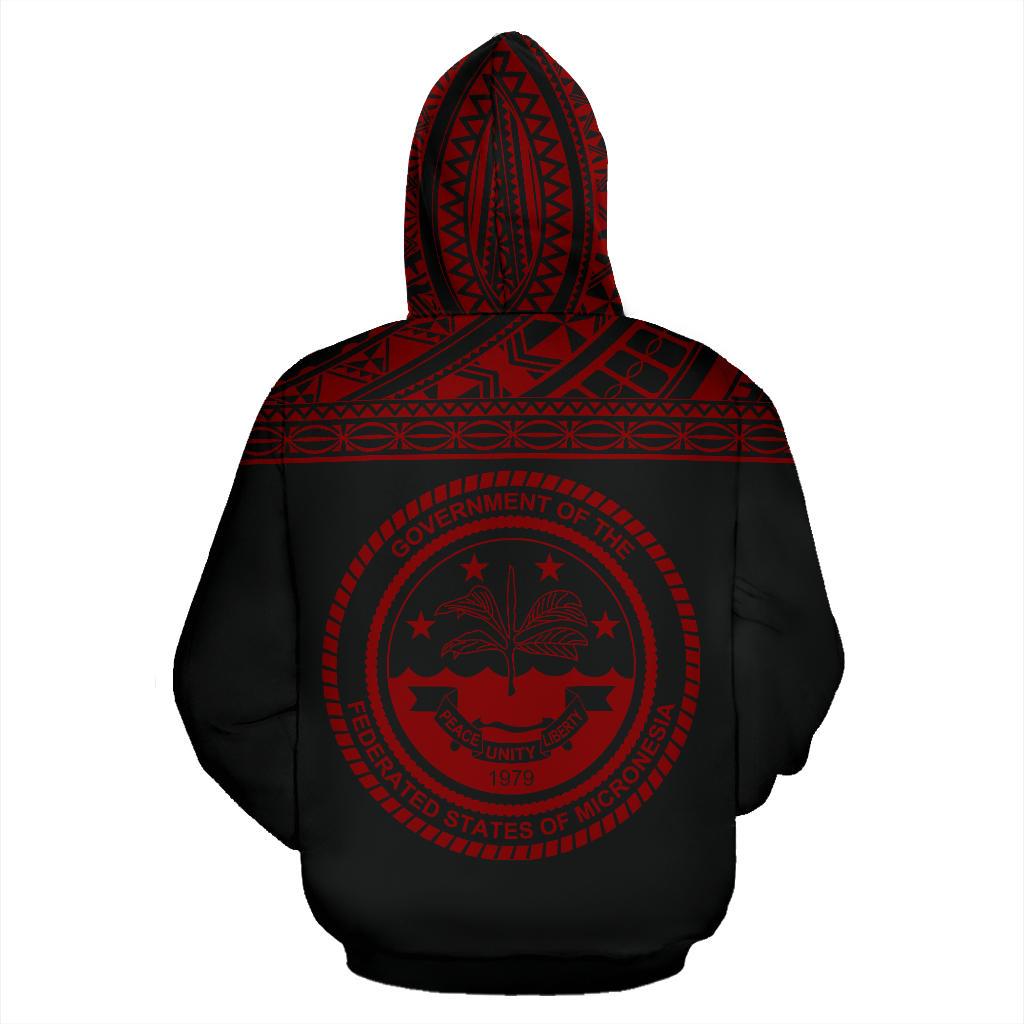 Chuuk States All Over Hoodie Red Version - Polynesian Pride
