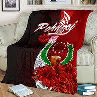 Pohnpei Micronesia Premium Blanket - Coat Of Arm With Hibiscus - Polynesian Pride