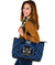 Fiji Leather Tote Bag - Fiji Seal With Polynesian Tattoo Style (Blue) - Polynesian Pride