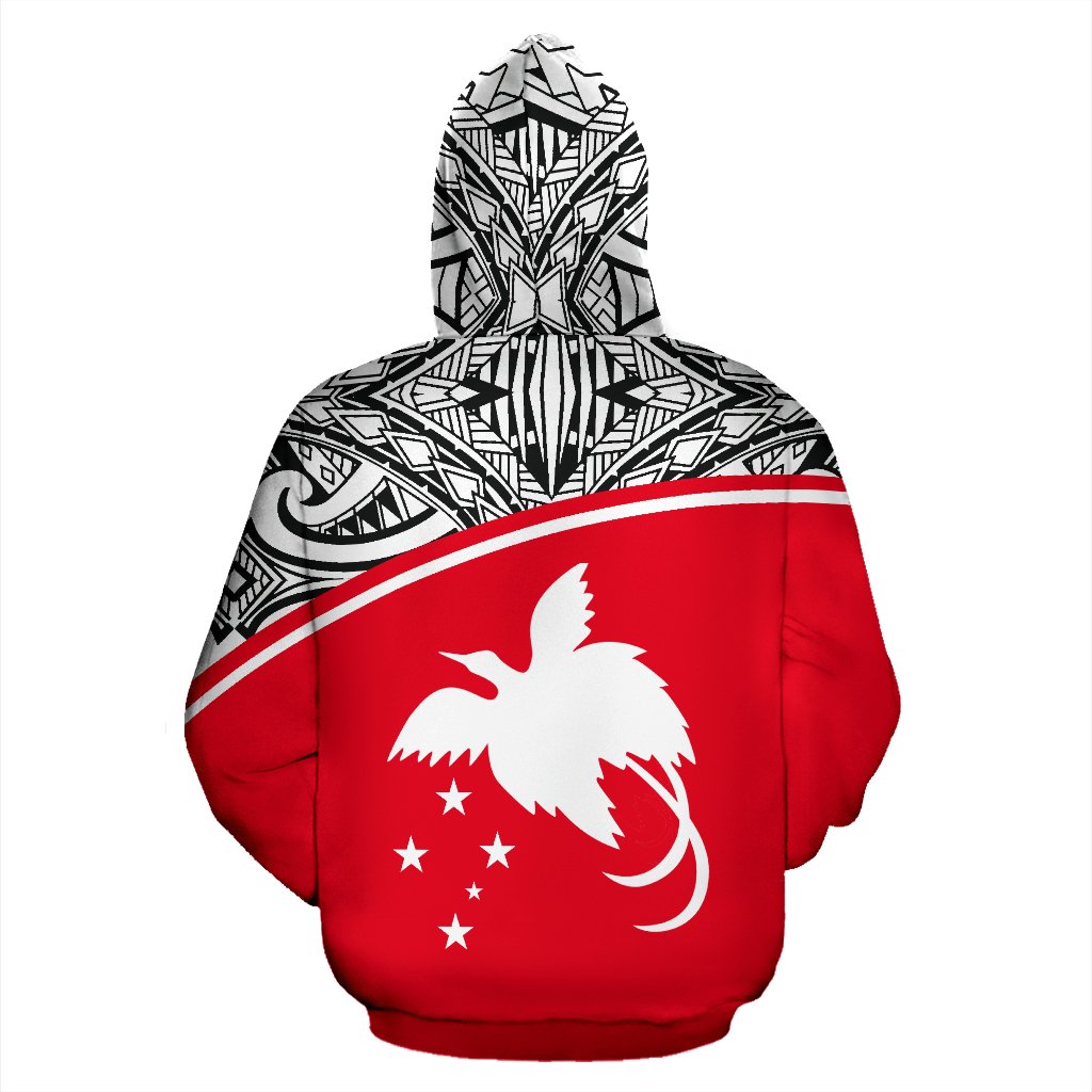 Papua New Guinea Polynesian ll Over Hoodie Red Curve - Polynesian Pride