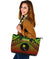 Polynesian Chuuk Large Leather Tote Bag - Reggae Vintage Polynesian Patterns - Polynesian Pride