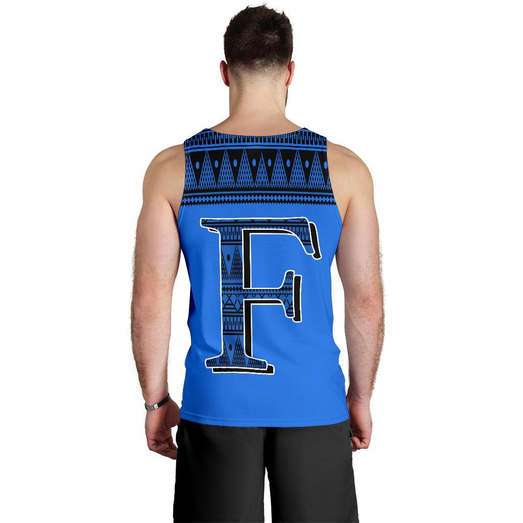 Fiji Men's Tank Top - Tapa Blue Style - Polynesian Pride