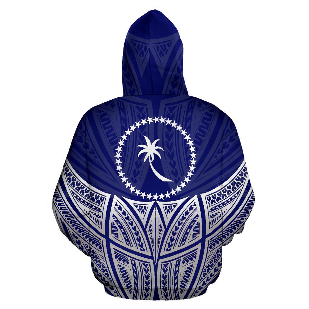 Chuuk Polynesian Hoodie Blue Pride Map nd Seal - Polynesian Pride