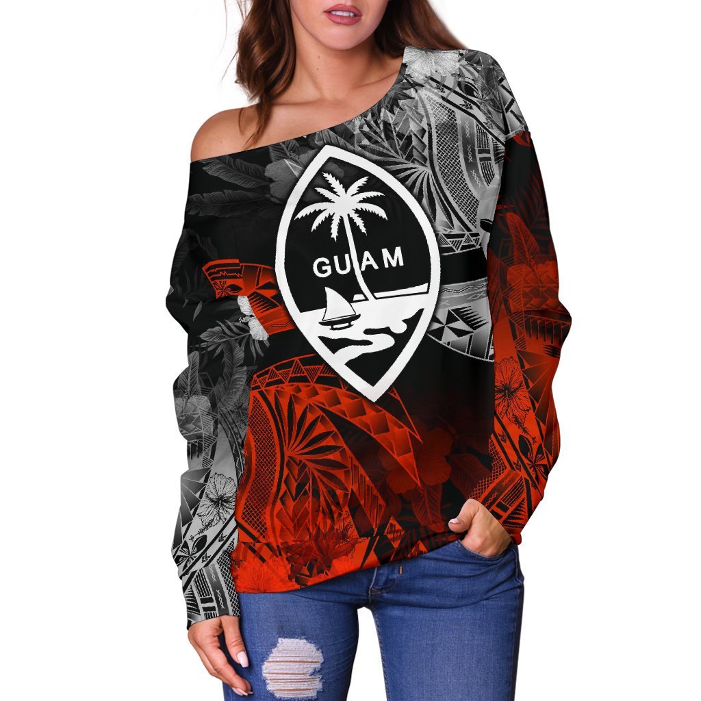 Guam Polynesian Women's Off Shoulder Sweater - Vintage Polynesian - Polynesian Pride