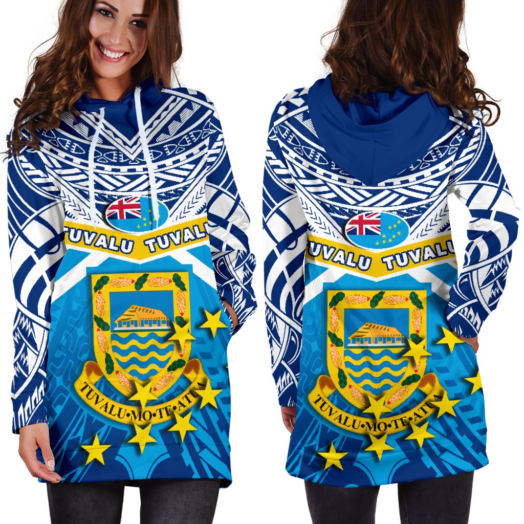 Tuvalu Rugby Women Hoodie Dress Polynesian Flag - Polynesian Pride
