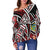 Tuvalu Women's Off Shoulder Sweaters - Tribal Flower Special Pattern Red Color - Polynesian Pride