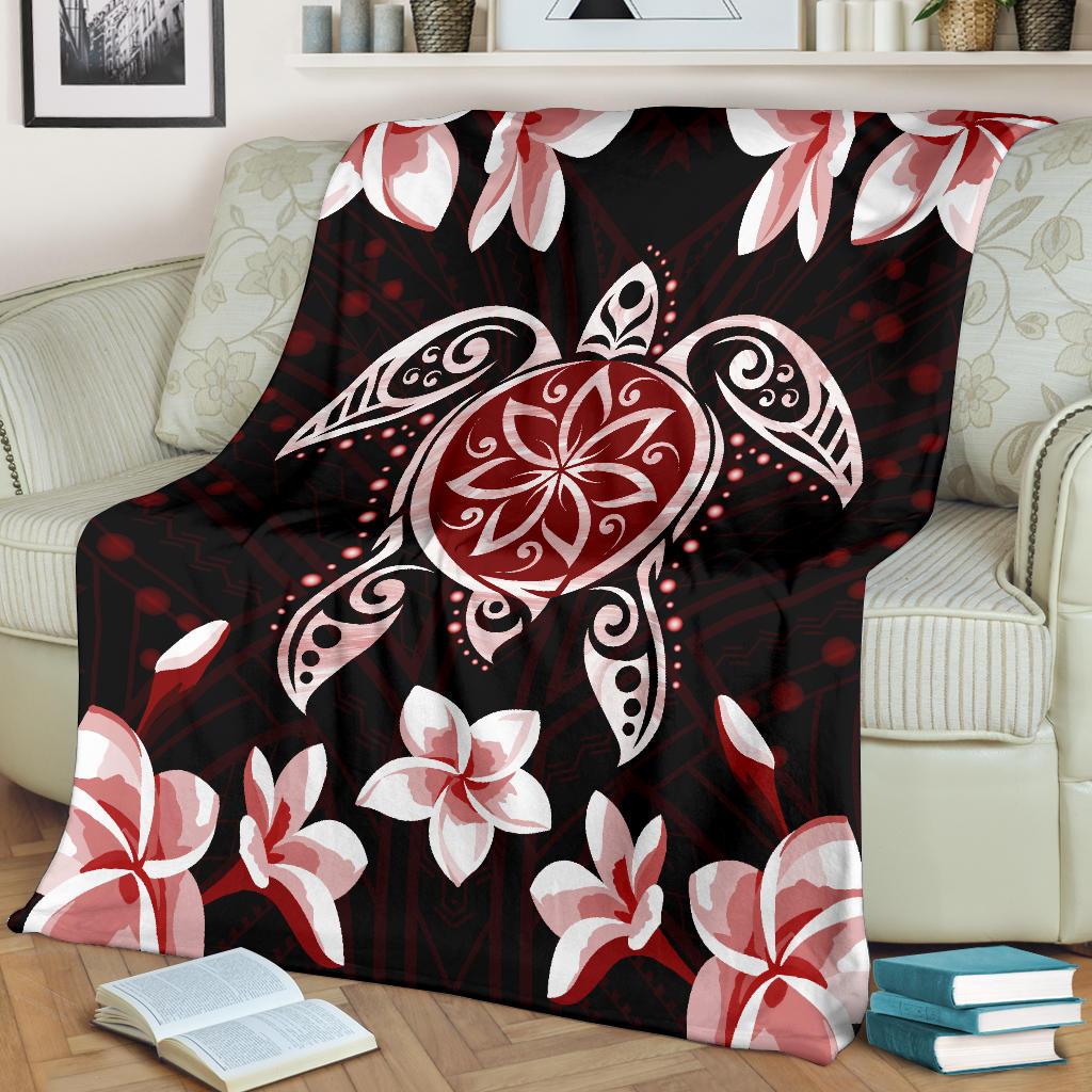 Hawaiian Reddie Turtle Plumeria Blanket - Polynesian Pride