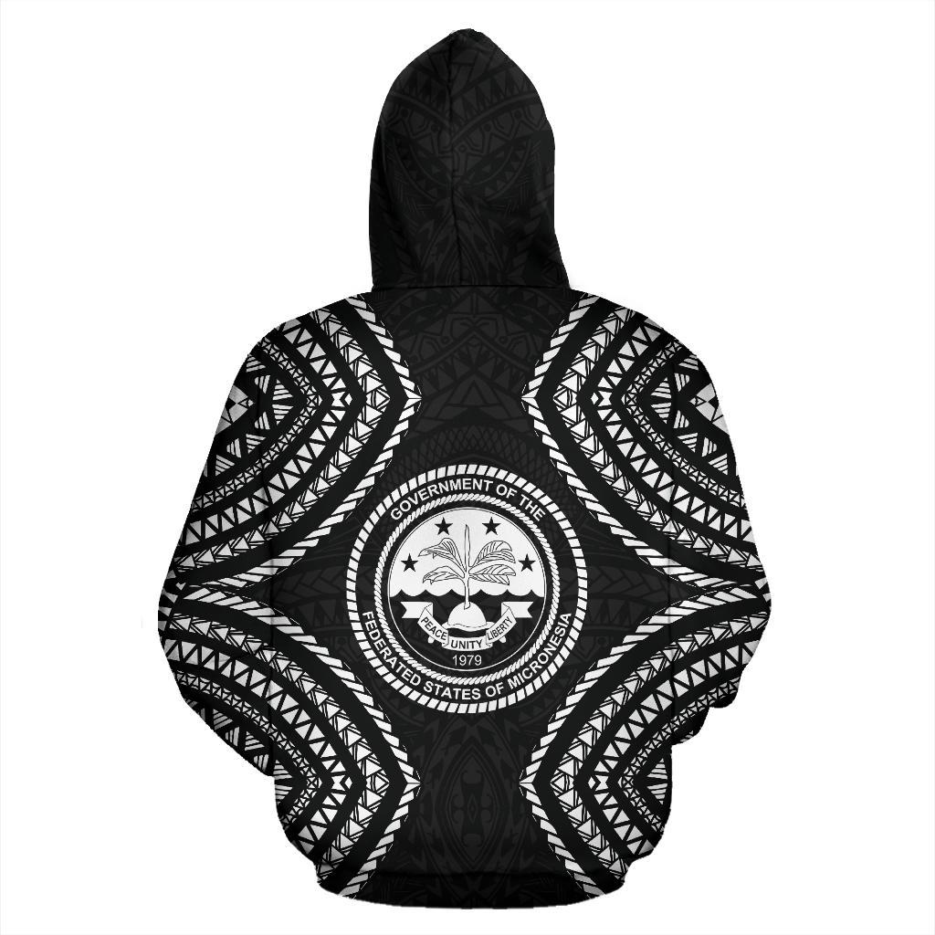 Federated States of Micronesia Zip up Hoodie Micronesia Black Warrior Style - Polynesian Pride