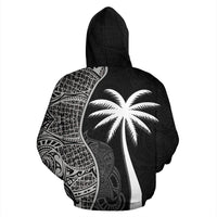 Fiji Polynesian Zip up Hoodie Coconut Tree Black - Polynesian Pride