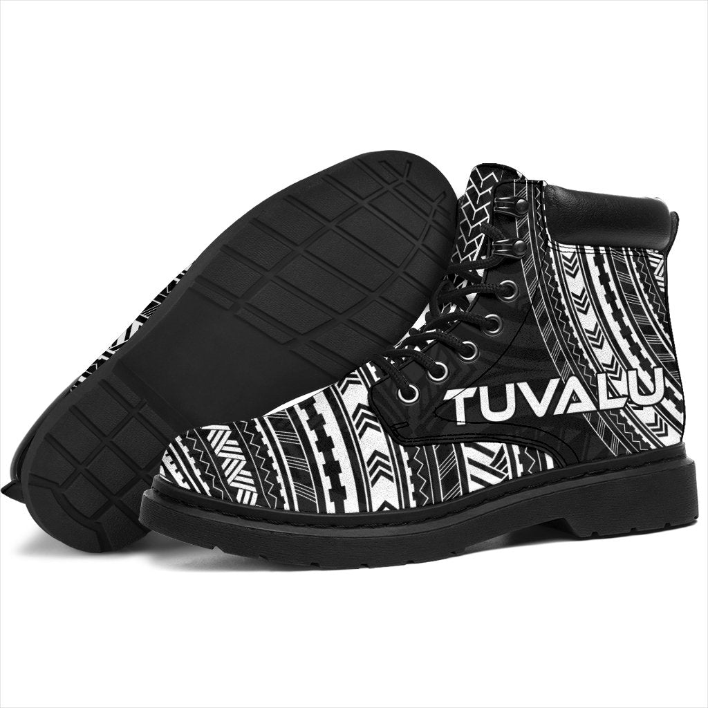 Tuvalu Leather Boots - Polynesian Black Chief Version - Polynesian Pride