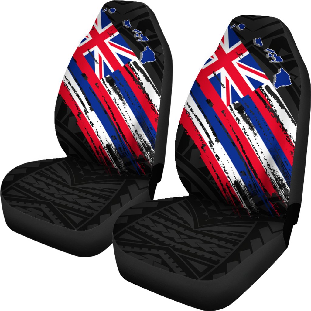 Hawaii Flag Polynesian Car Seat Covers Universal Fit Black - Polynesian Pride