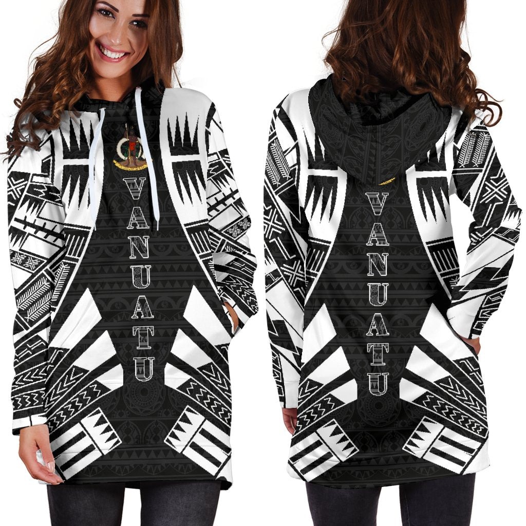 Vanuatu Hoodie Dress - Polynesian Tattoo Black - Polynesian Pride