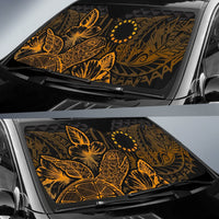 Cook Islands Auto Sun Shades Turtle Hibiscus Gold - Polynesian Pride