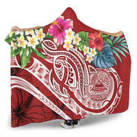 Polynesian American Samoa Hooded Blanket - Summer Plumeria (Red) - Polynesian Pride