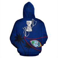 Guam Latte Stone Zip Hoodie Flag Over Ocean - Polynesian Pride