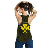 Hawaii Kanaka Polynesian Women's Racerback Tank Yellow - Polynesian Pride
