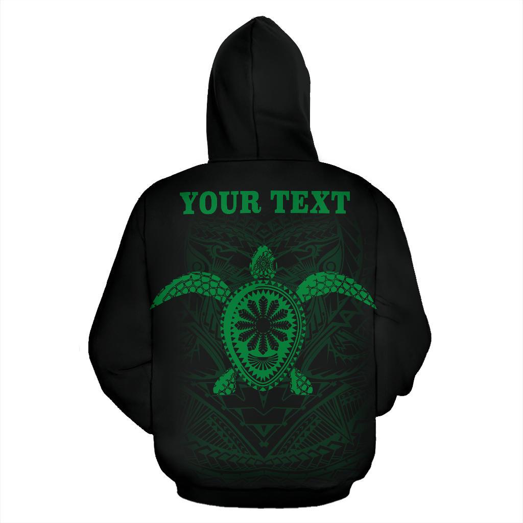 Polynesian All Over Custom Zip up Hoodie Green Turtle Tribal Pattern - Polynesian Pride