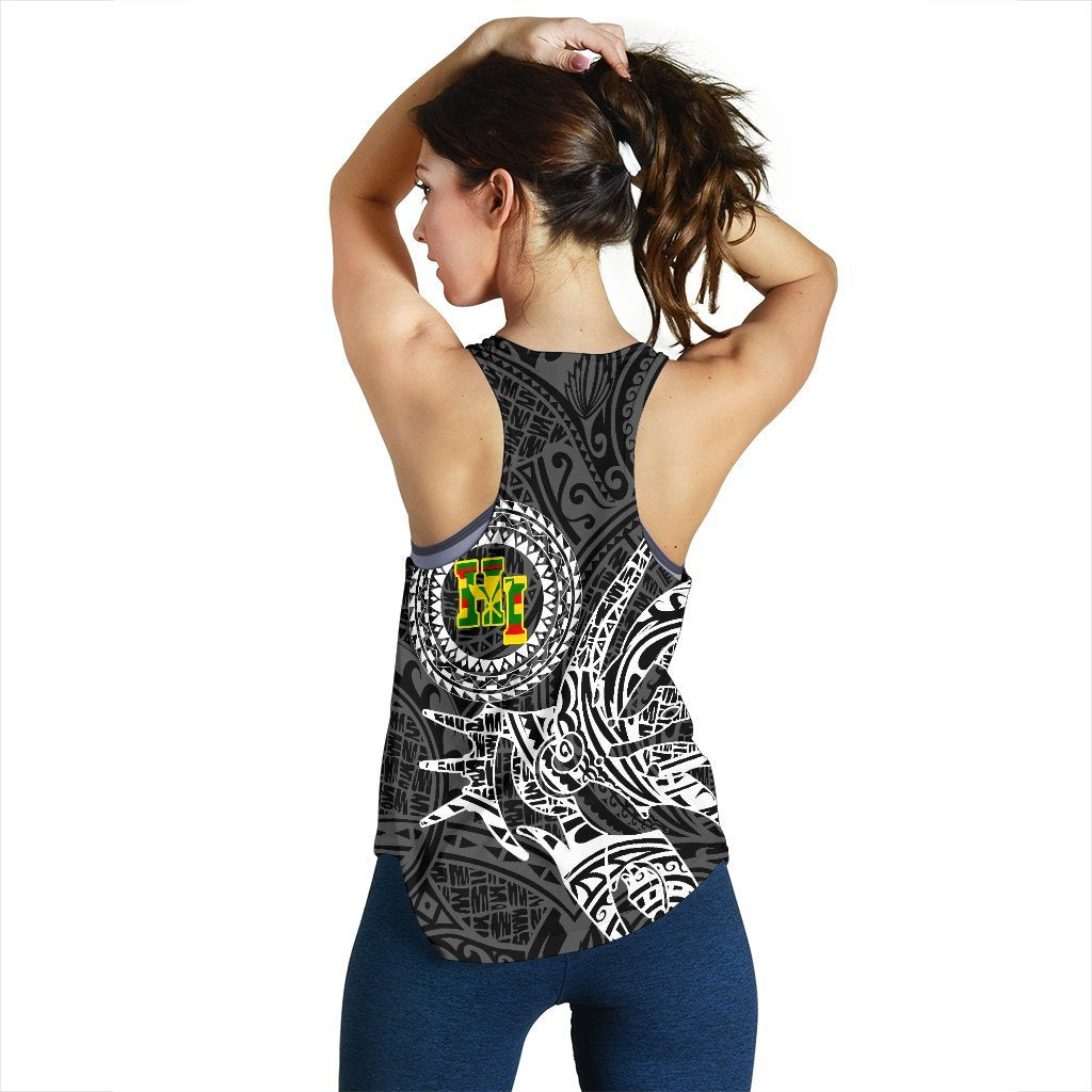 Hawaii Women's Racerback Tank Polynesian Kanaka Map Hawaiian Racerback - White - TT Style - Polynesian Pride