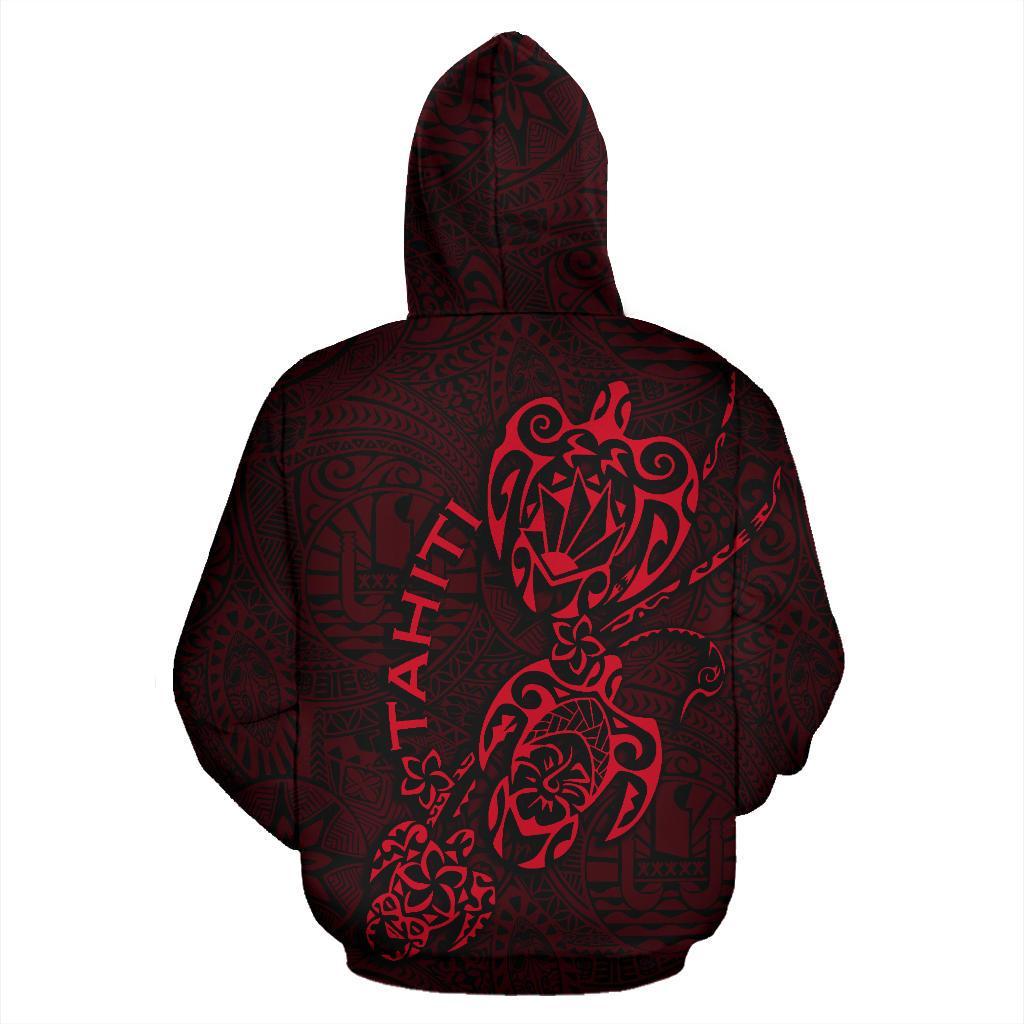 Tahiti Polynesian Family Turtles Zip up Hoodie Red - Polynesian Pride
